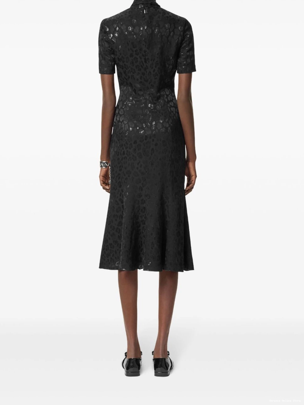 Affordable leopard-jacquard Lavalliere dress Women midi Versace 0711